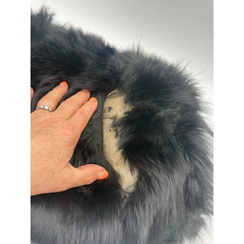 Vintage Black Fur Hand Muff With Drawstring